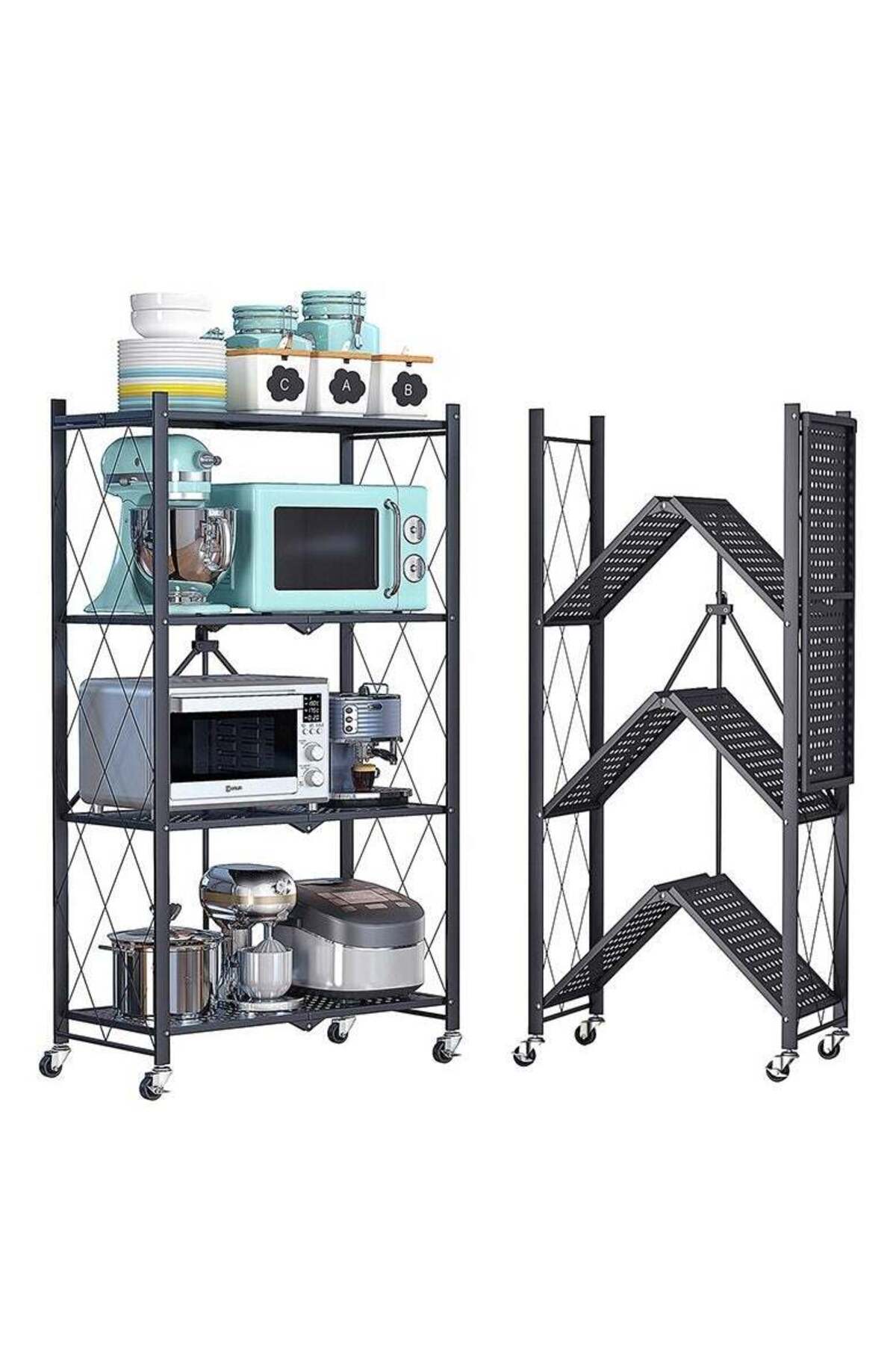 genric رف تخزين معدني متعدد الأرفف قابل للطي بأربعة رفوف للمرآب/المطبخ/المنزل...