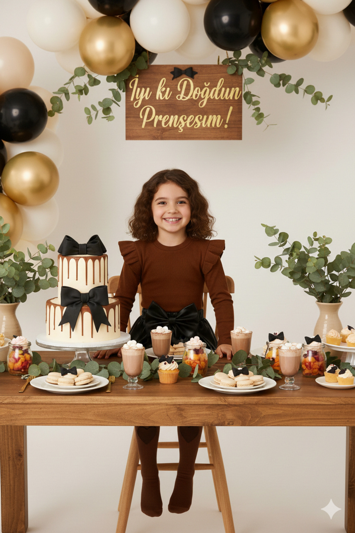 özge başaran Kız Bebek ve Kız Çocuk İçin Deri Etek Omuz Fırfırlı Kahverengi Badi Kalpli Çorap Seti 6 Aydan 6 yaşa fotoğrafı 5 (önizleme)