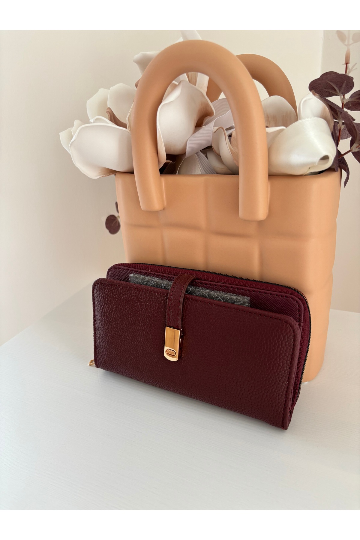 lalettobags  Kadın Telefon Bölmeli Suni Deri Cüzdan - Görsel 6