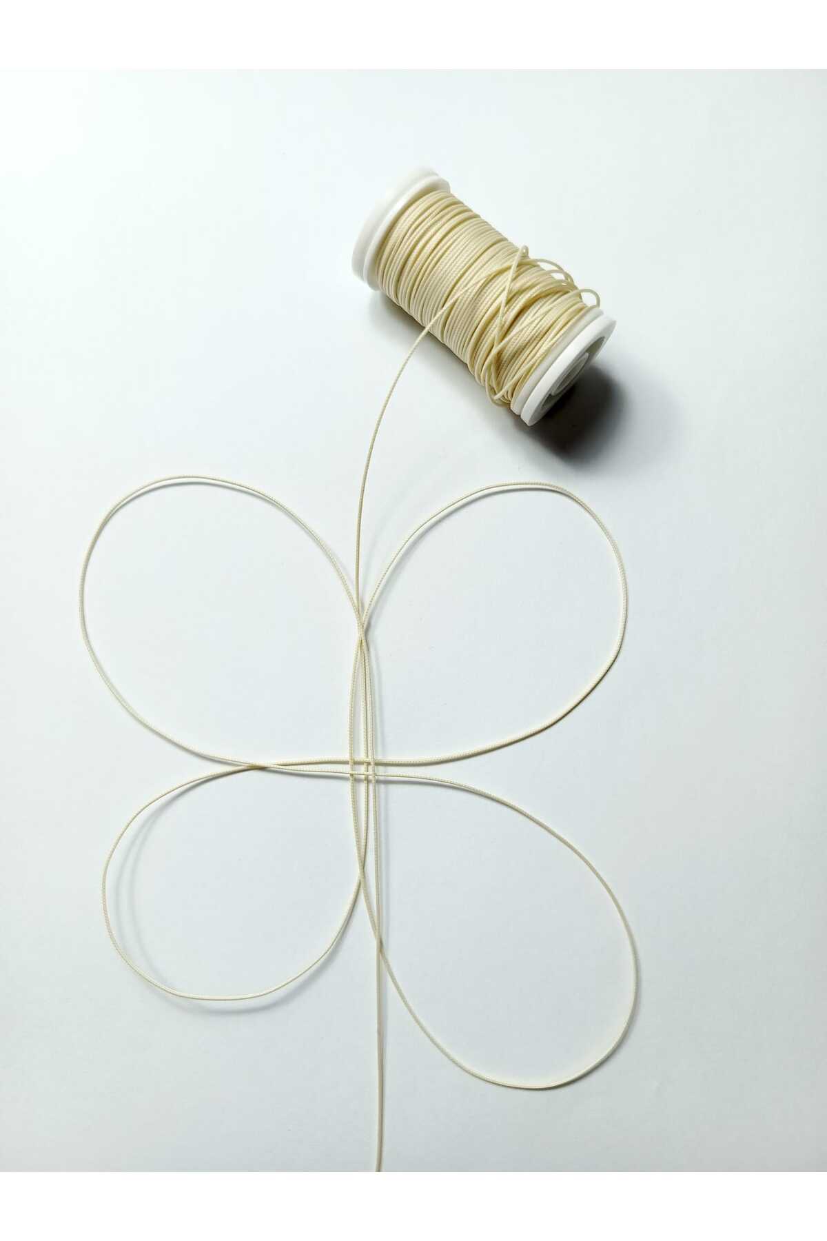 0.45 Mm 10 Metre Krem Renk Paraşüt ipi Makrome Bileklik Kolye Takı Tasarım Boncuk Saç Örgü ipi