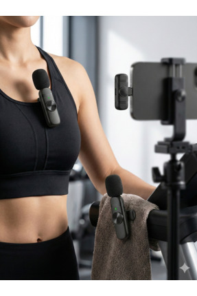 Zilvana Voxlina Kablosuz Yaka Mikrofonu Type-C/Lightning Uyumlu Çiftli Şarj K...