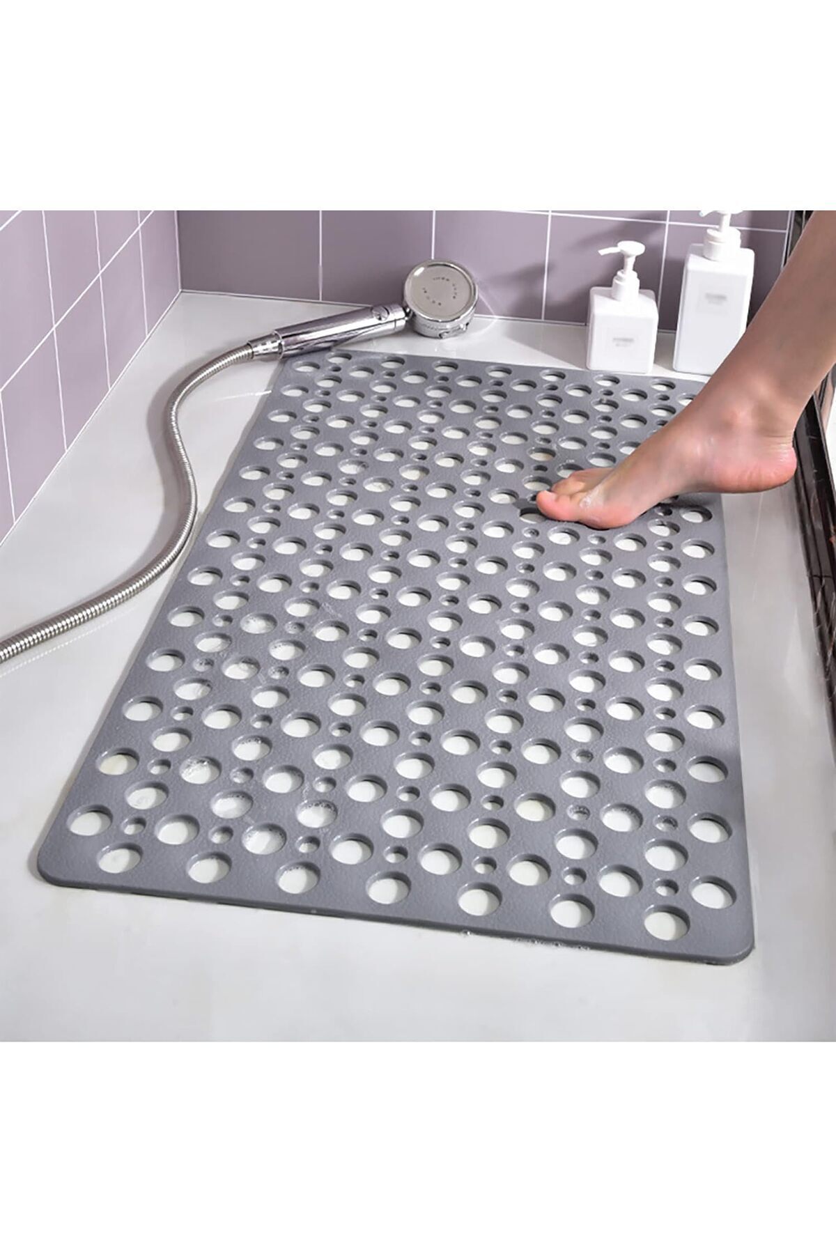 Bubble Bath Math Bath & Shower Anti-Slip Anthracite Color Bath Mat - Bath Anti-Slip 36cm X 66cm
