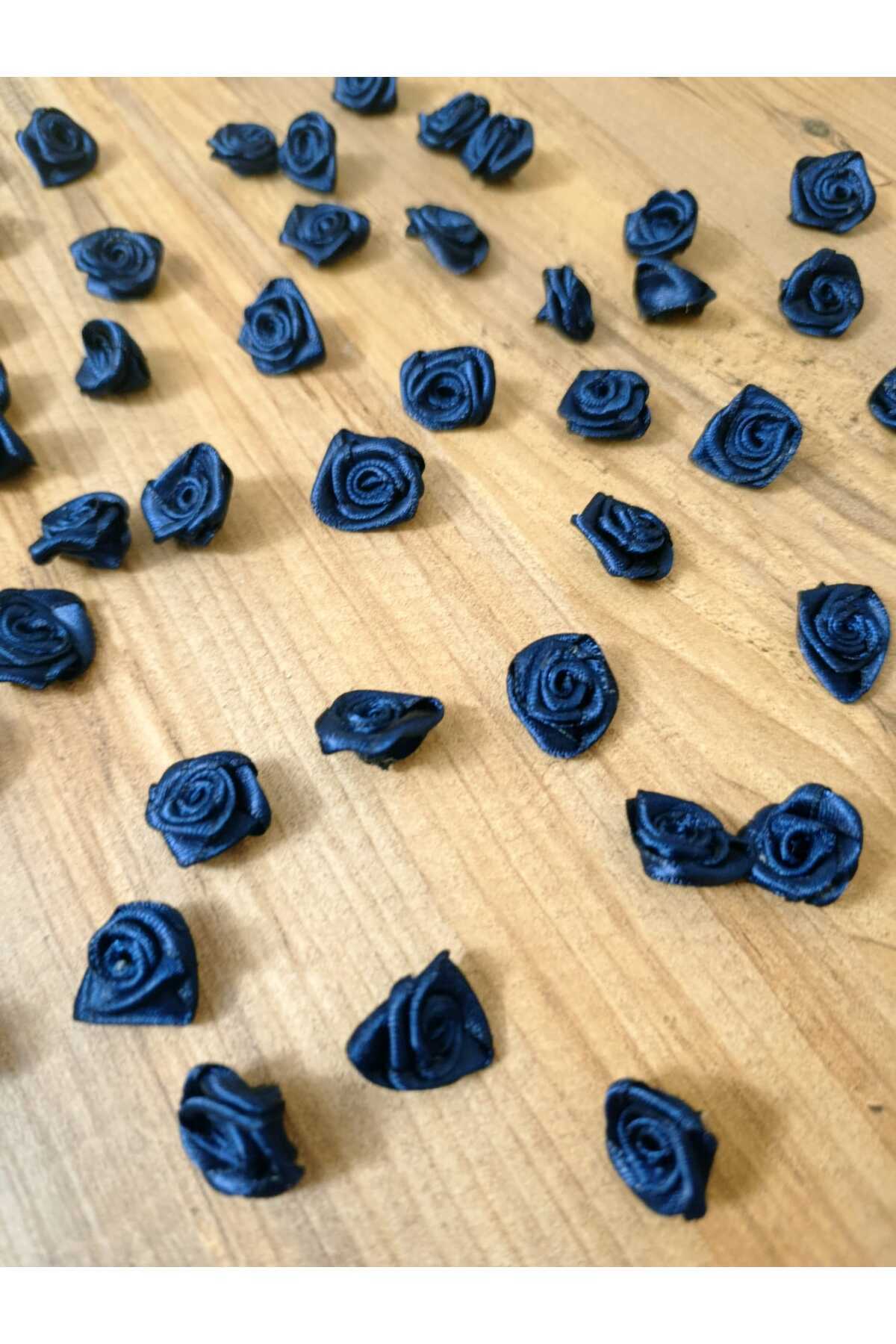 50 Pieces Satin Navy Blue Roses - Party Bundle Henna Gift Decoration Material for Organization