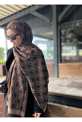 PARLA ATELİER Kleo Kahve Badem Desen şal