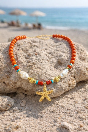 Bermecy Sidereal Orange | Deniz Yıldızı Şık Tasarım Kolye
