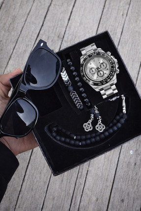 wesscollection Su Geçirmez Erkek Kol Saat Gözlük Tesbih ve Bileklik set
