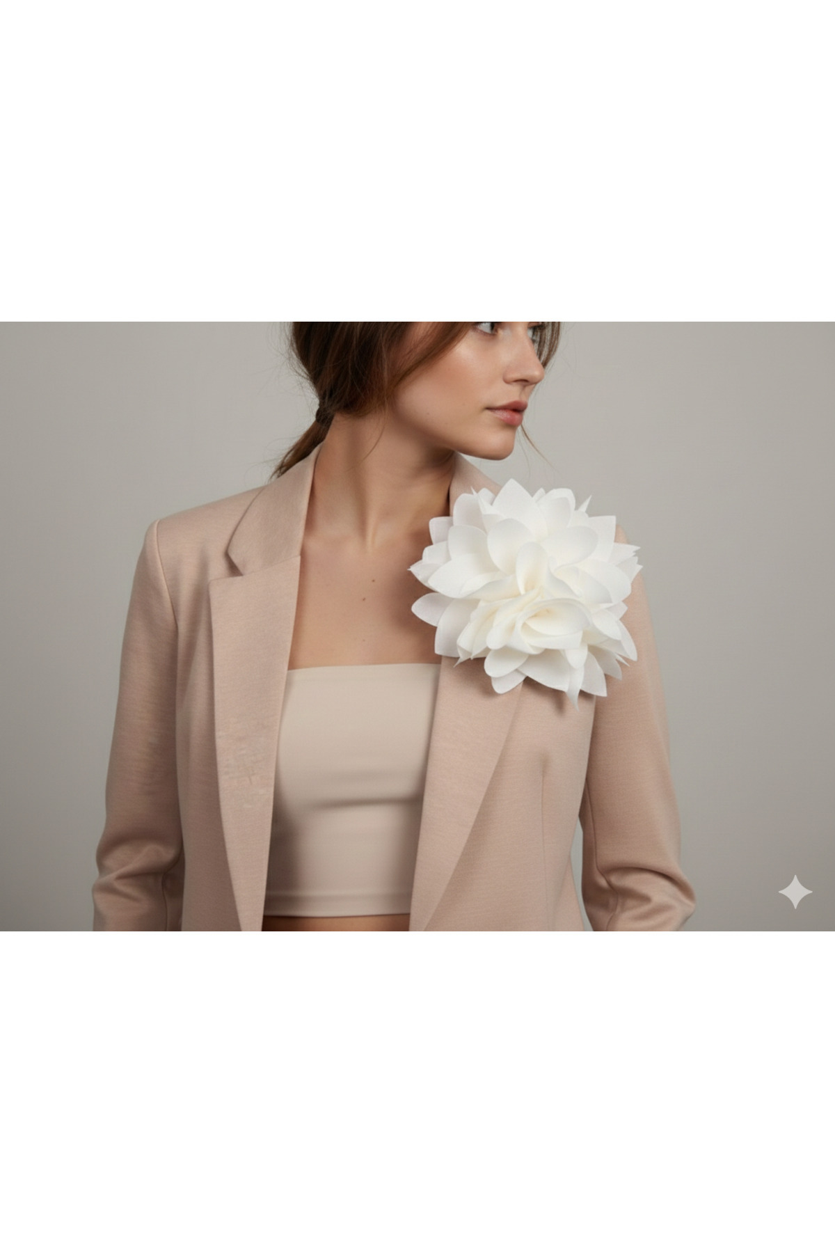 Ecru Handmade Large Flower Brooch