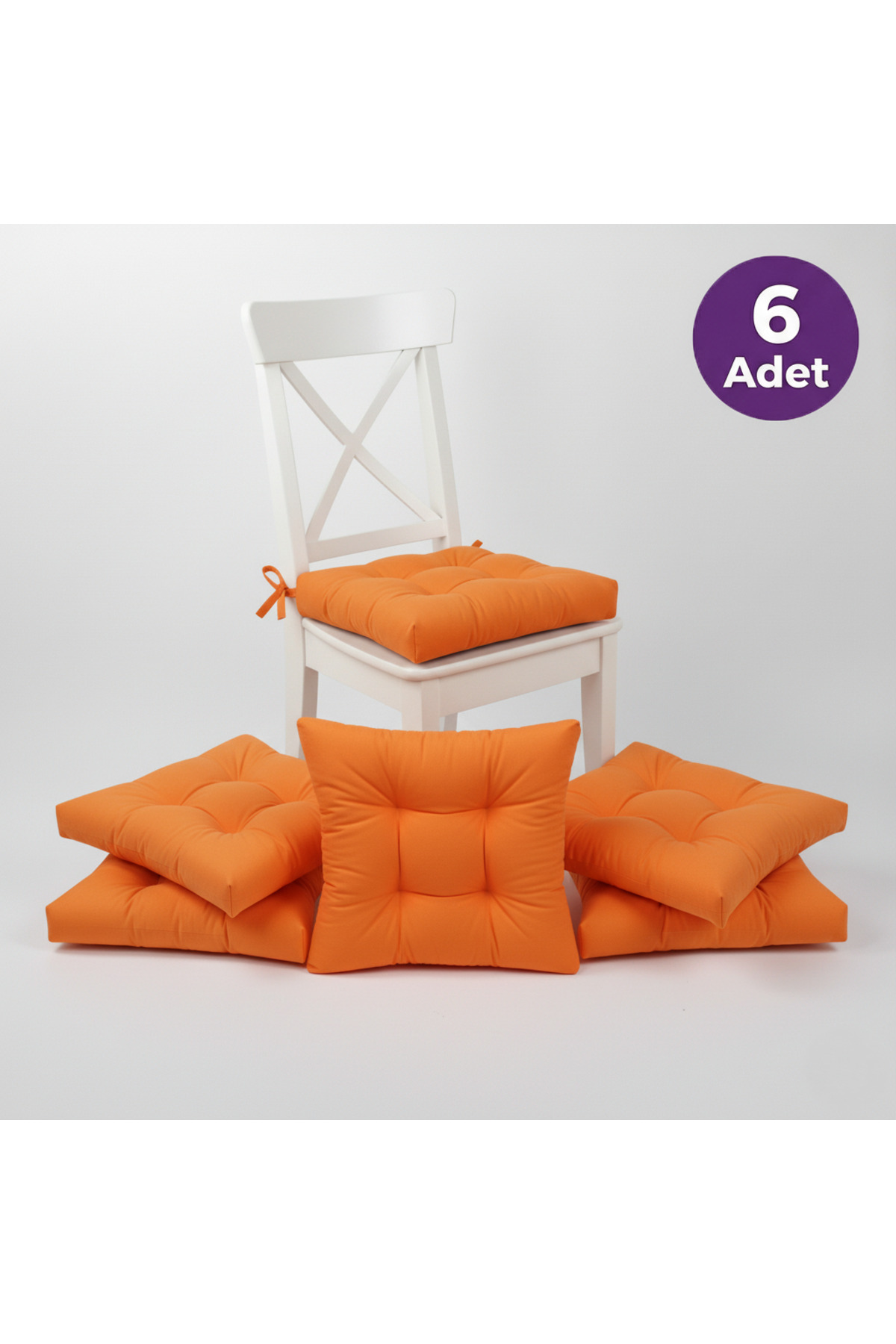 6-Piece Gold Orange Pofidic Chair Cushion with Special Stitching 40x40cm