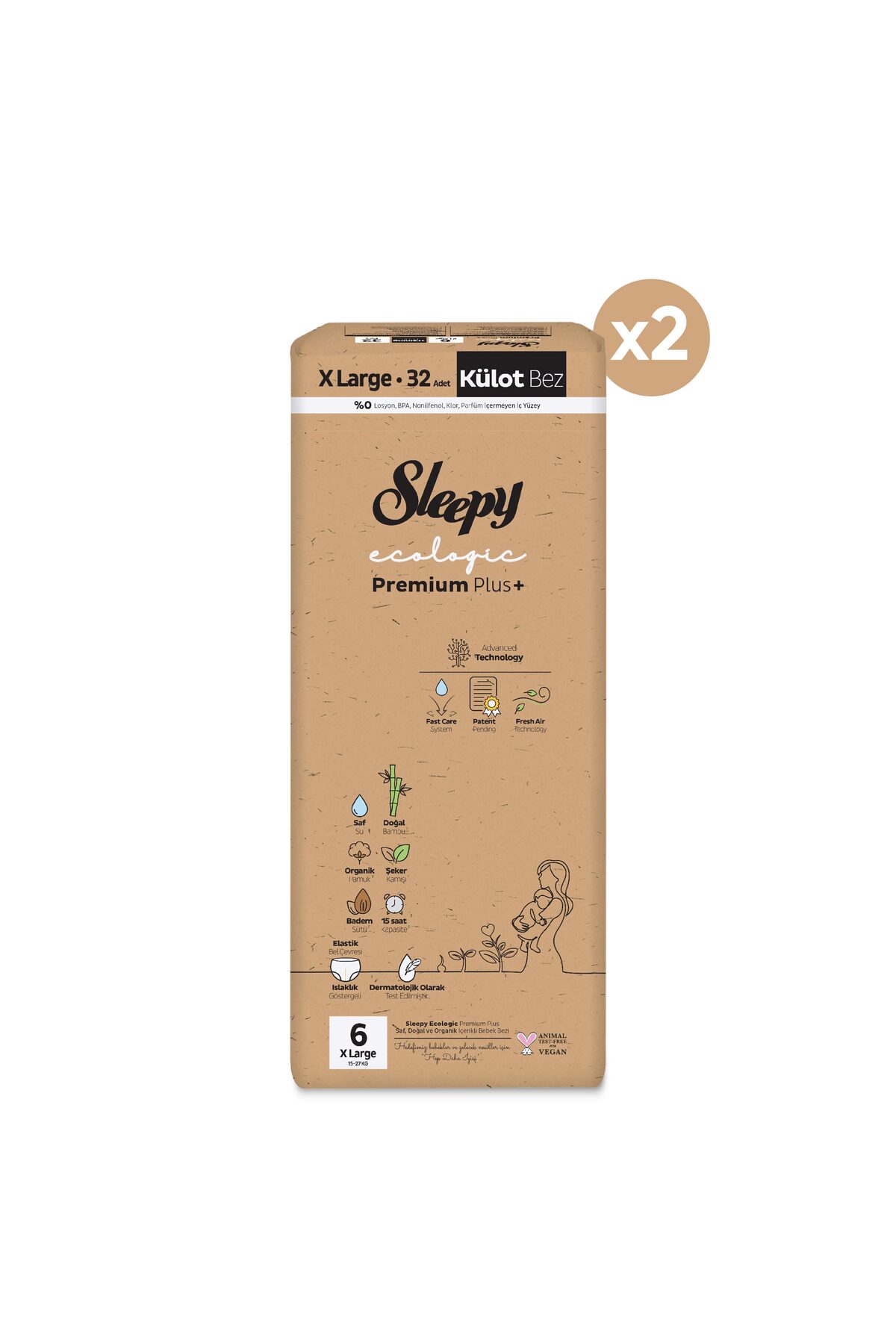 Sleepy Ecologic Premium Plus Süper Paket Külot Bez 6 Numara Xlarge 64 Adet fotoğrafı 2 (önizleme)