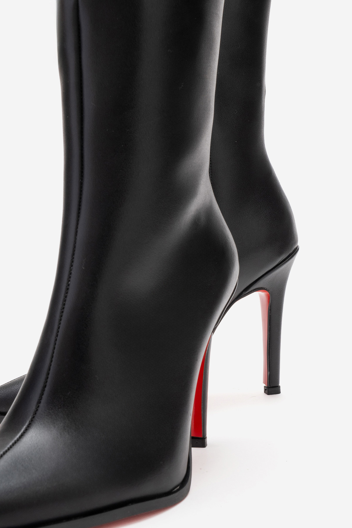 Ayakkabı Ateşi  Kadın Diz Altı Fermuarlı İnce Topuklu Çizme Yoran Siyah Cilt - Görsel 3