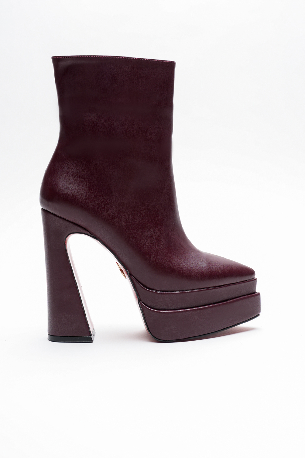 Women's Platform High Heel Boots Mojo Claret Red Skin