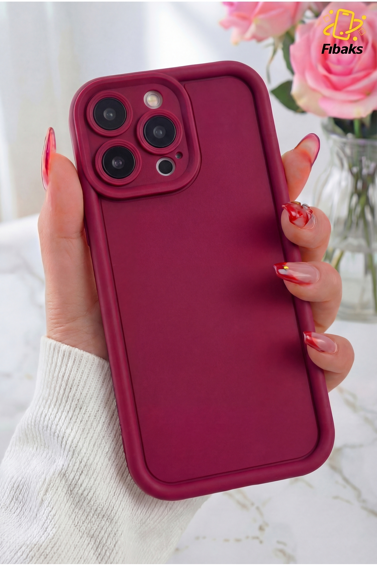 iPhone 14 Pro Max Case Camera Shielded Soft Texture Colorful Silicone Cover Burgundy