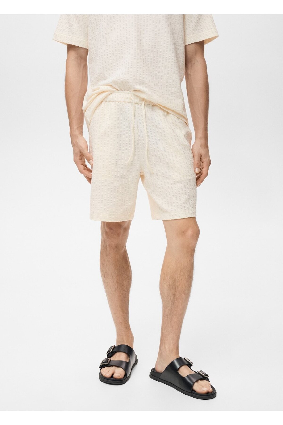 مانگو شلوارک برمودای پنبه‌ای طرح وافلی