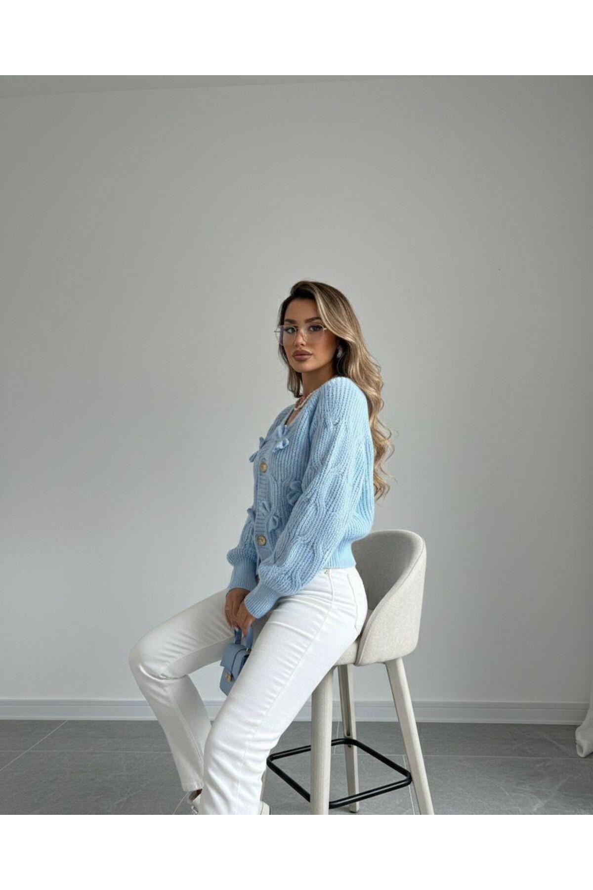 hidafashion  KURDELE DETAYLI TRİKO HIRKA - Görsel 3