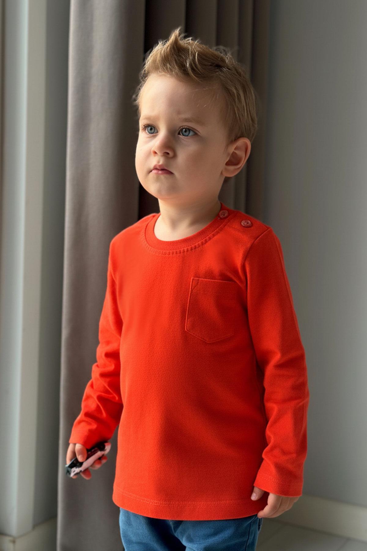 Breeze Erkek Bebek Uzun Kollu Tişört Cepli 9 Ay-3 Yaş, Turuncu fotoğrafı 2 (önizleme)