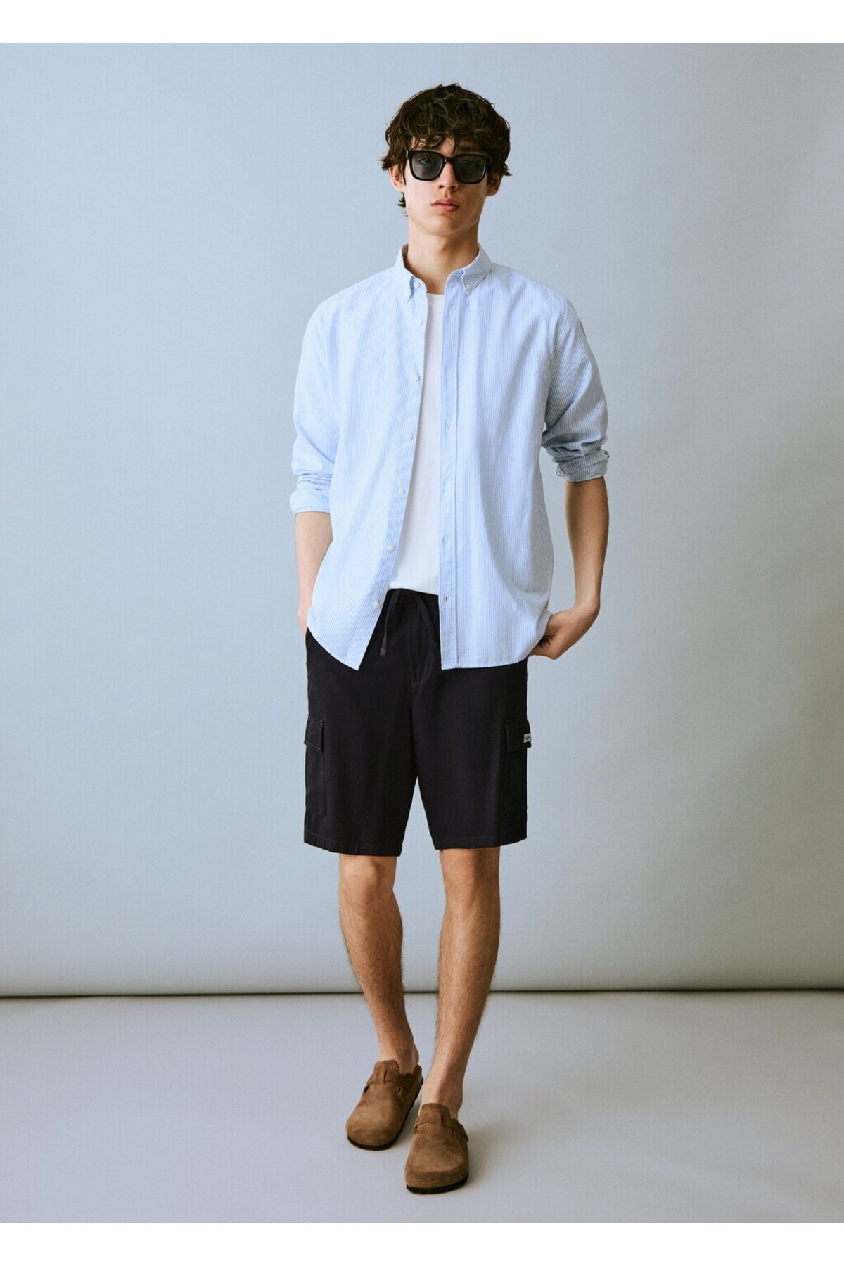 مانگو شلوارک کتان نخی طرح بار