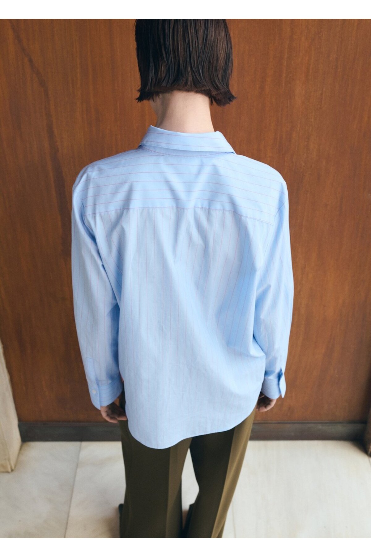 MANGO  Pamuk ve lyocell karışımı düz kesim gömlek - Görsel 4