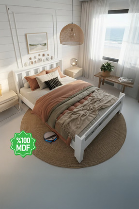 Ninnimo Still Tek Kişilik Çift Kişilik Beyaz Mdf Genç Karyola Basit Kurulum M...