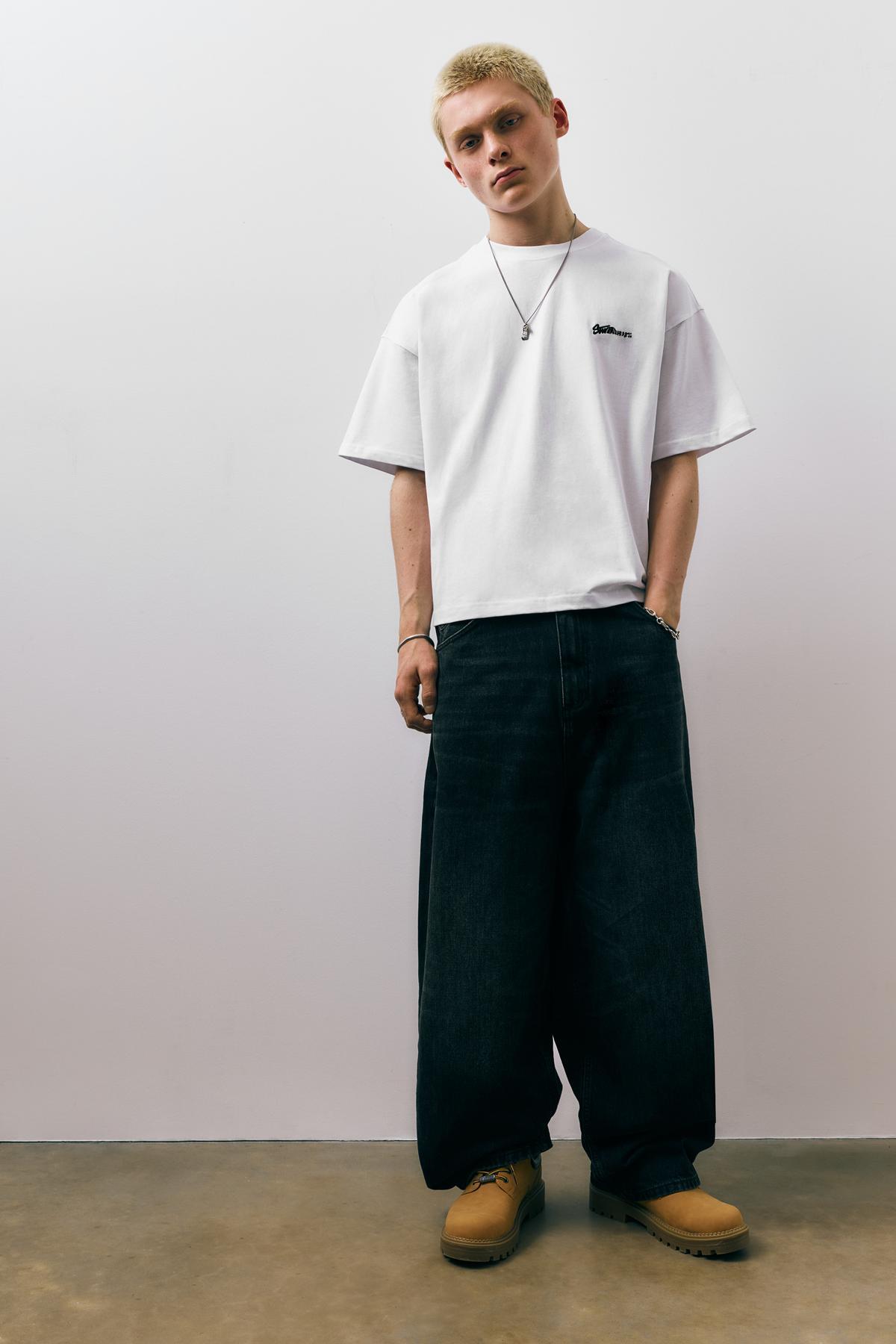 Pull & Bear  STWD logolu bol kesim t-shirt - Görsel 5