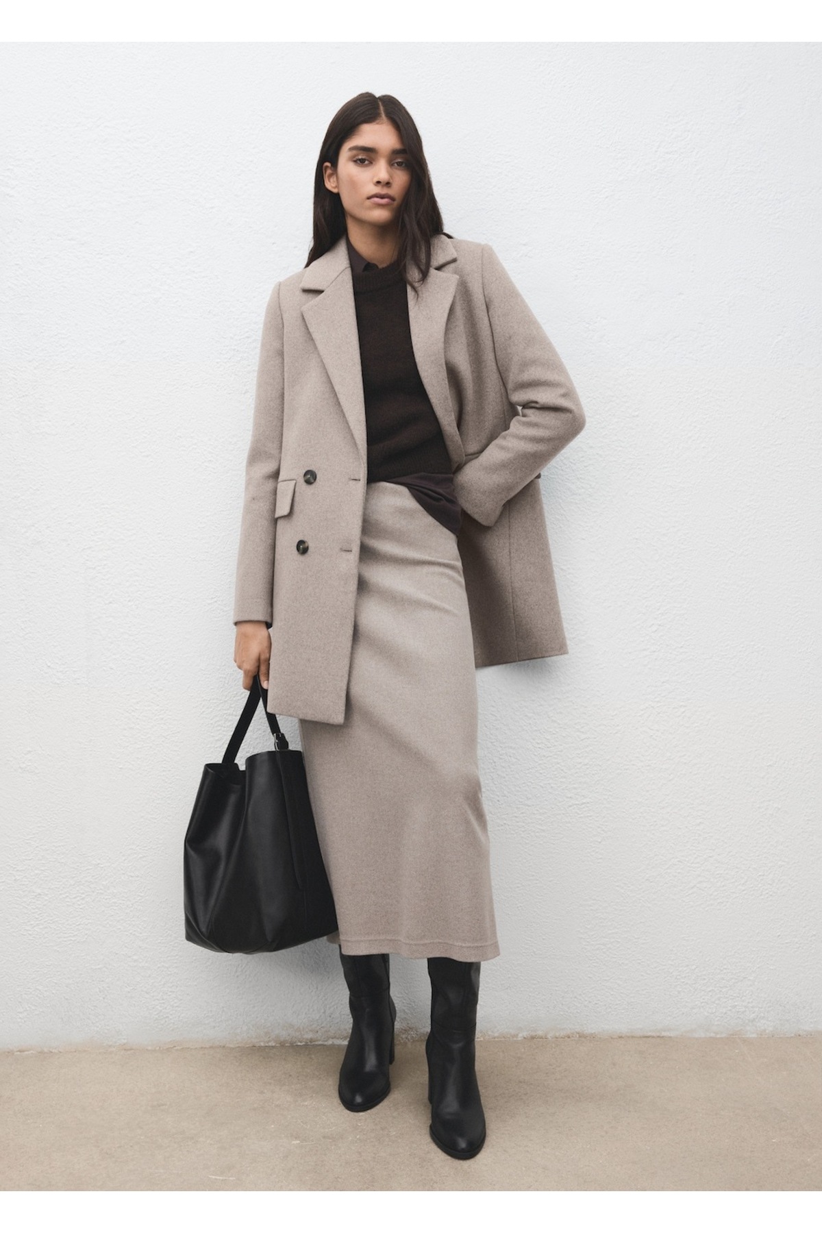 MANGO  Kruvaze yün karışımlı palto - Görsel 2