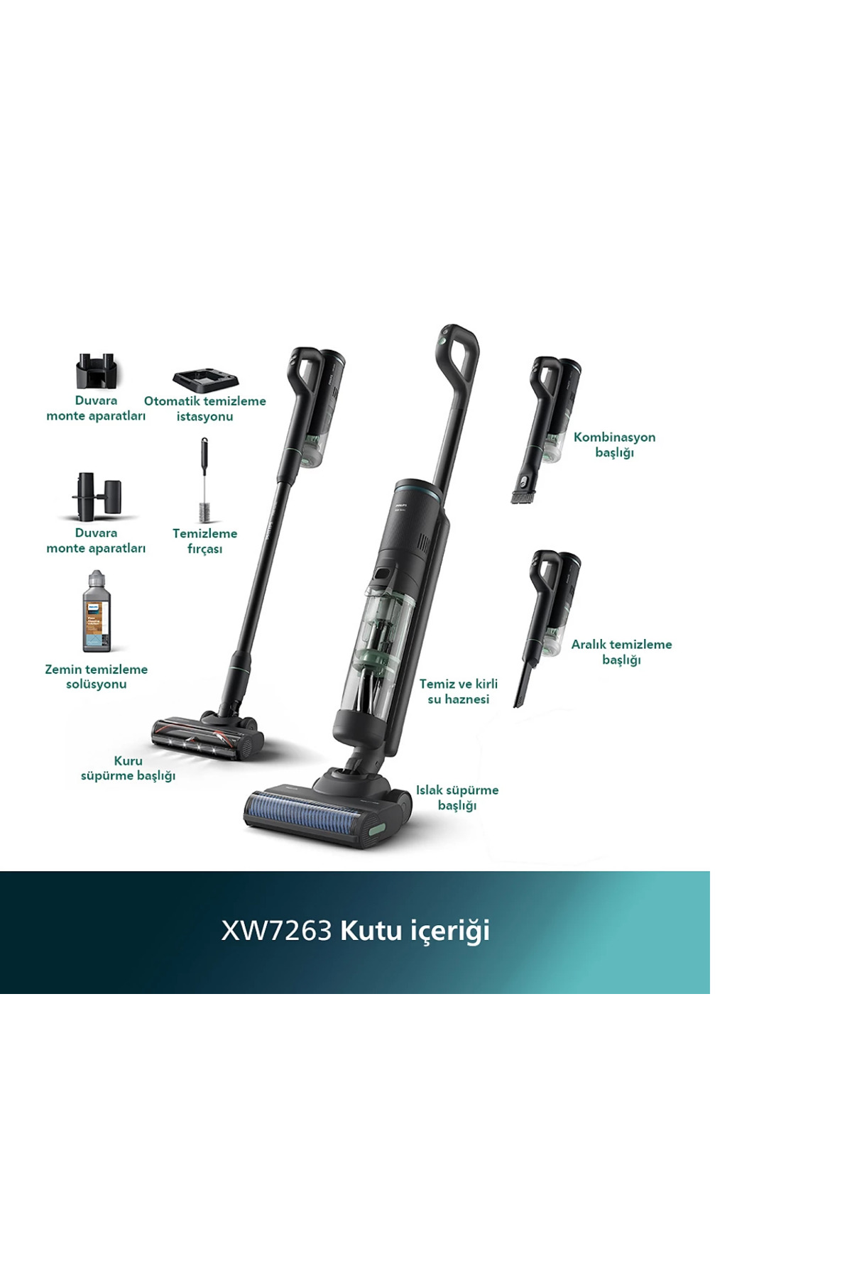 Philips Evt Yeni Nesil, Teknoloji Aqua Trio 7000 Serisi Kablosuz Dik Süpürge, 25.9 V, 600 ml