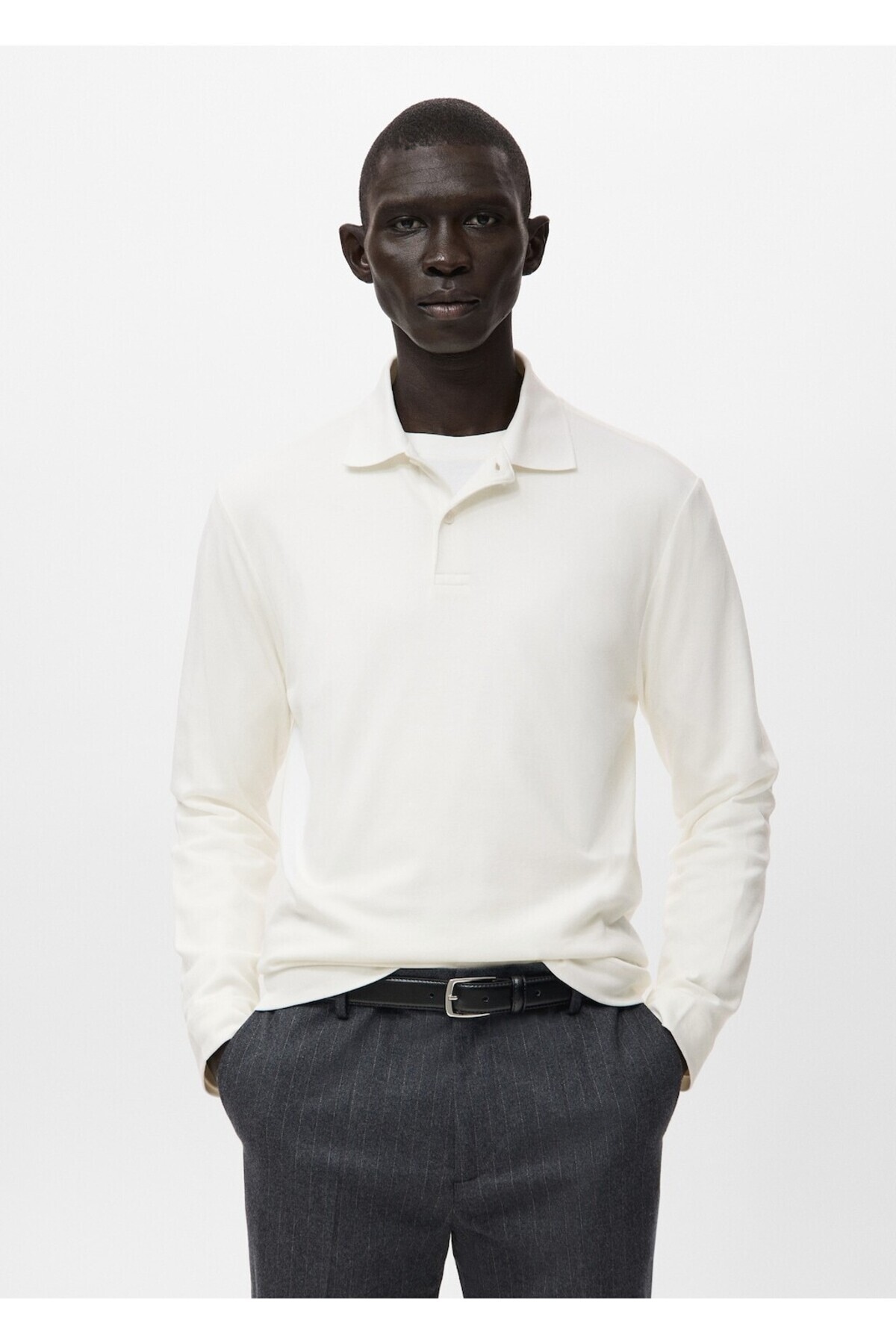 مانگو ژاکت بافتنی یقه دار معمولی