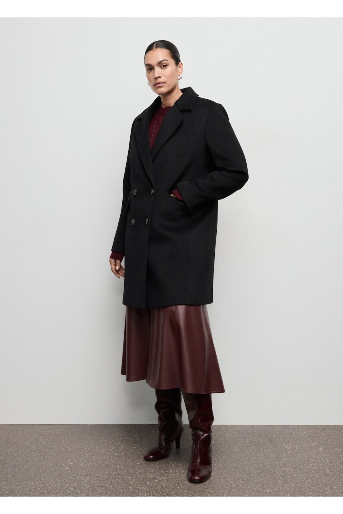 MANGO  Kruvaze yün karışımlı palto - Görsel 7