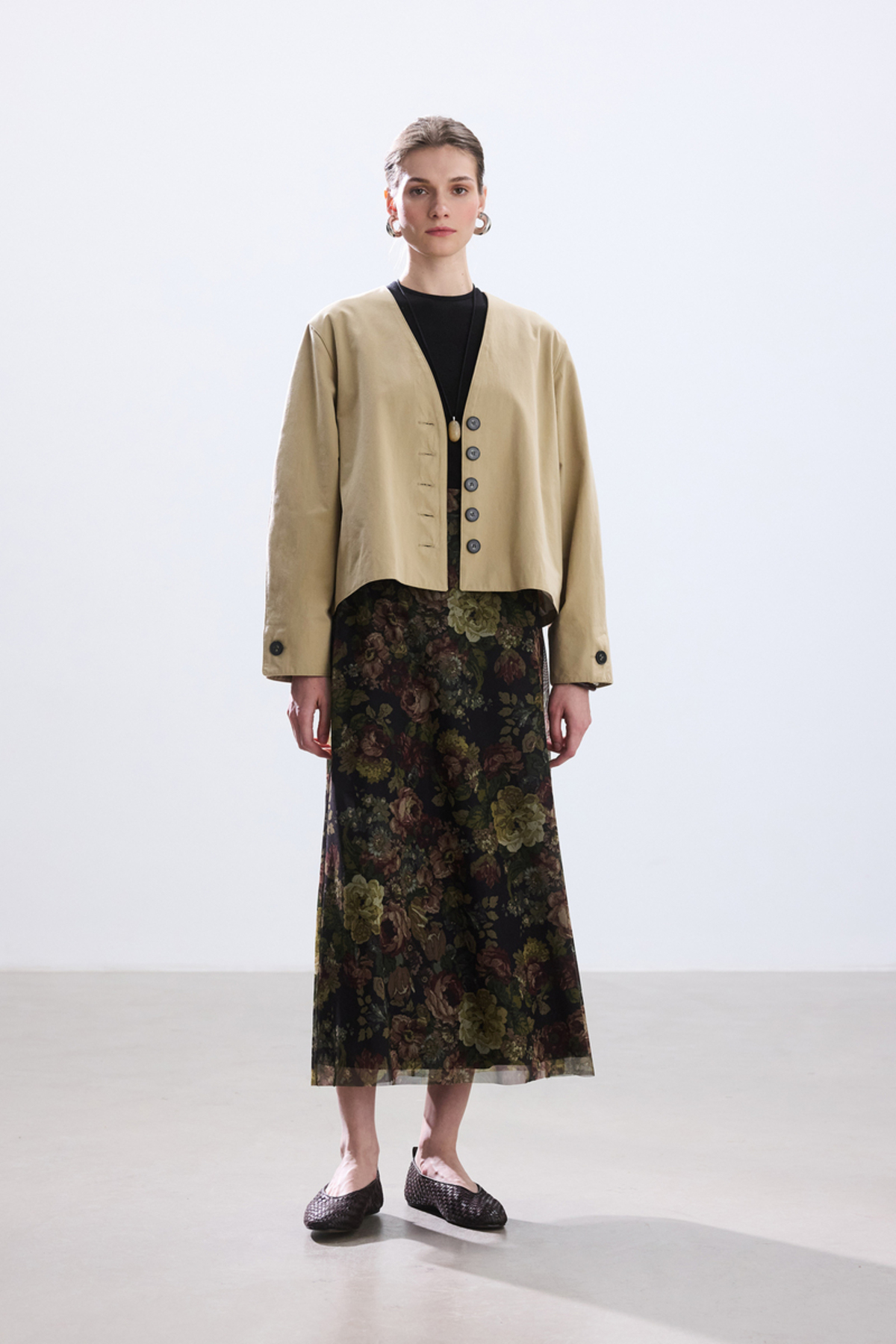 BE BLUE  VINTAGE ROSE DESENLİ TÜL ETEK - Görsel 8