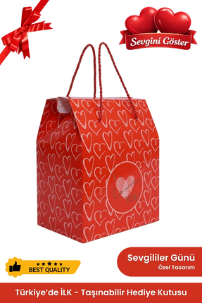 OGTWO Sevgililer Günü Özel Hediye Kutusu & Çanta Karton Hediye Paketi Kalpli ...