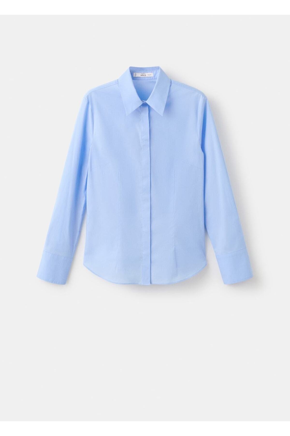 MANGO  Bedene oturan poplin gömlek - Görsel 3