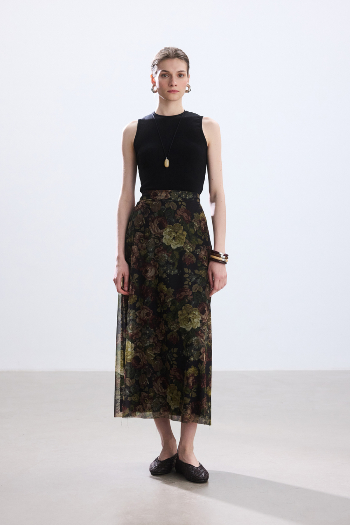 BE BLUE  VINTAGE ROSE DESENLİ TÜL ETEK - Görsel 4