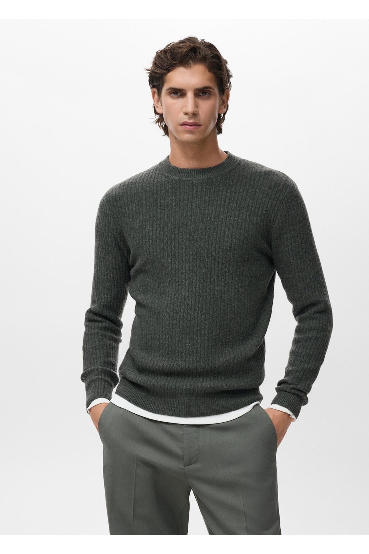 مانگو ژاکت بافتنی آجدار