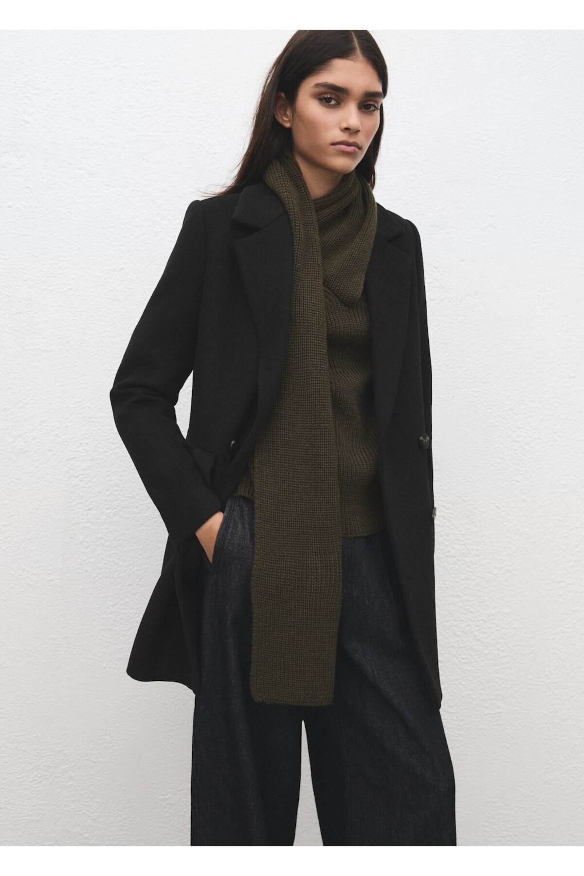 MANGO  Kruvaze yün karışımlı palto