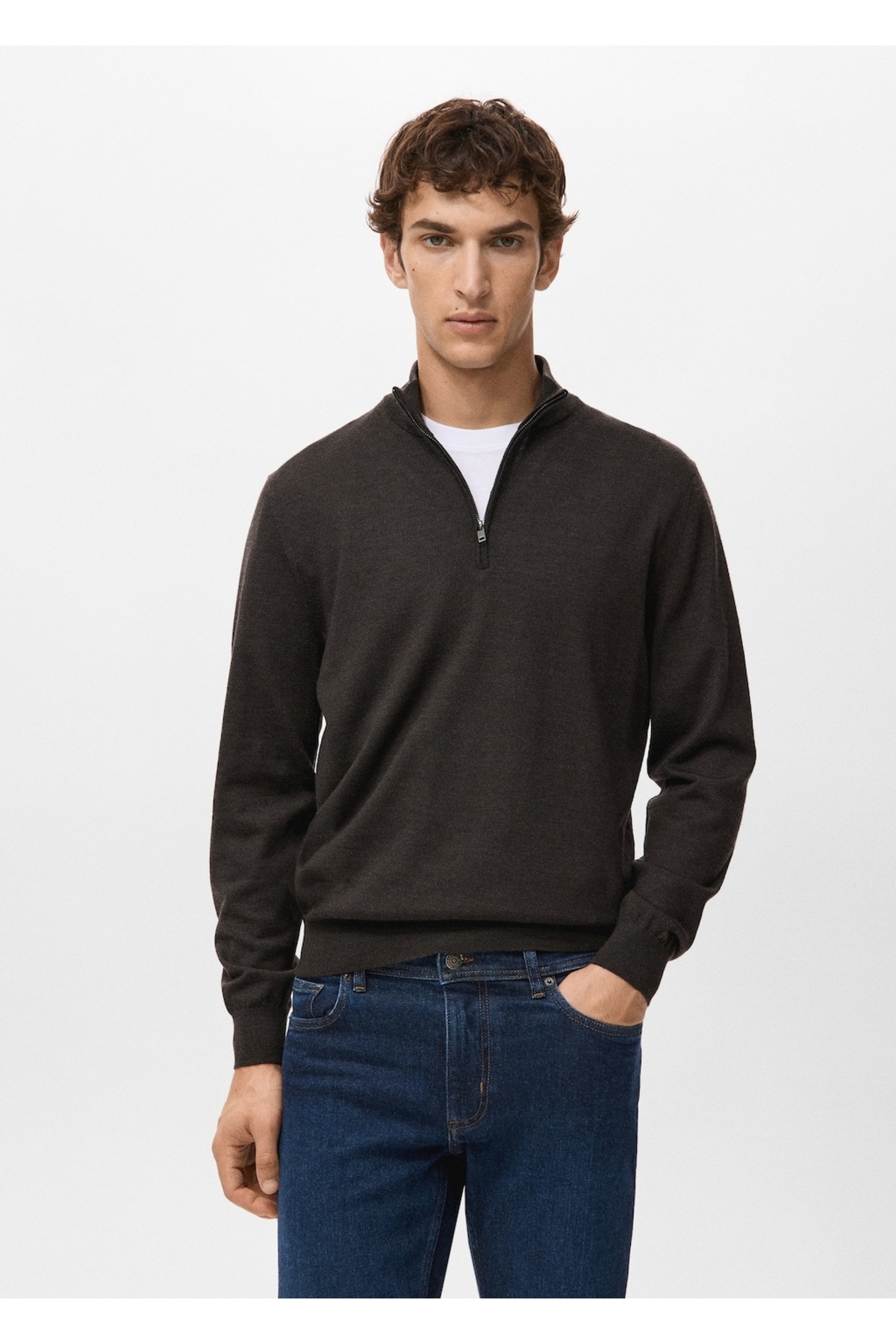 مانگو ژاکت یقه زیپ‌دار، ۱۰۰٪ پشم مرینوس