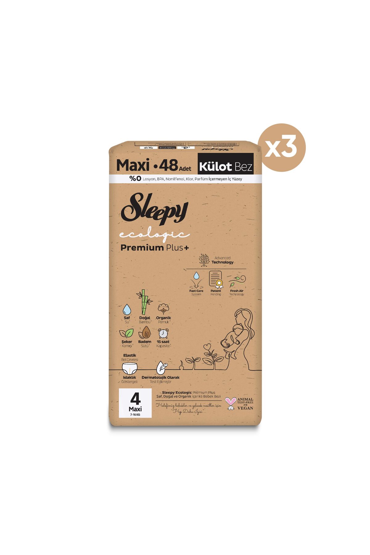 Sleepy Ecologic Premium Plus Avantajlı Paket Külot Bez 4 Numara Maxi 144 Adet fotoğrafı 2 (önizleme)