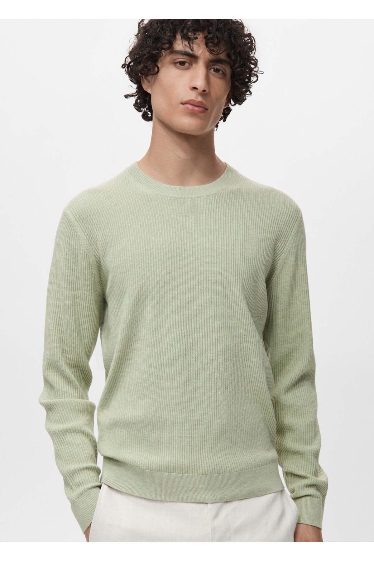 مانگو ژاکت نخی بافتنی دنده ریز