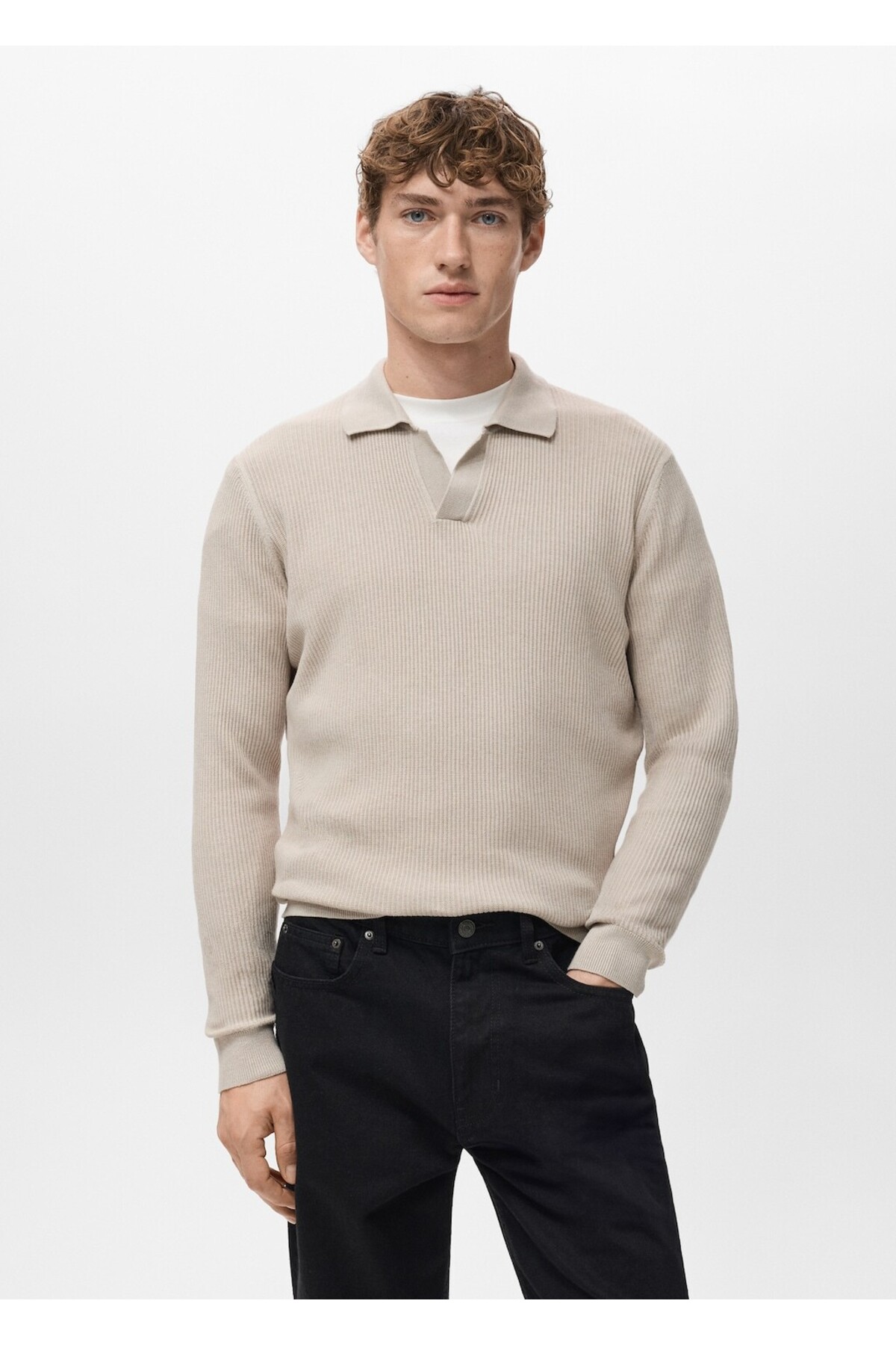 مانگو ژاکت پولو ترکیبی پنبه‌ای کوردوری