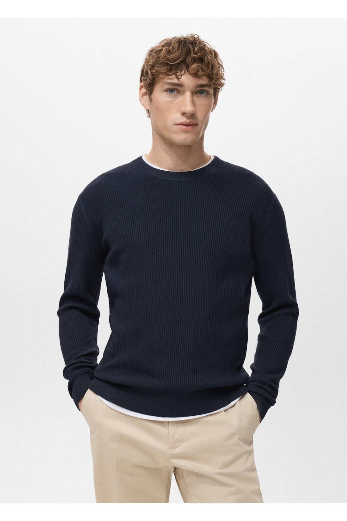 مانگو ژاکت نخی بافتنی دنده ریز