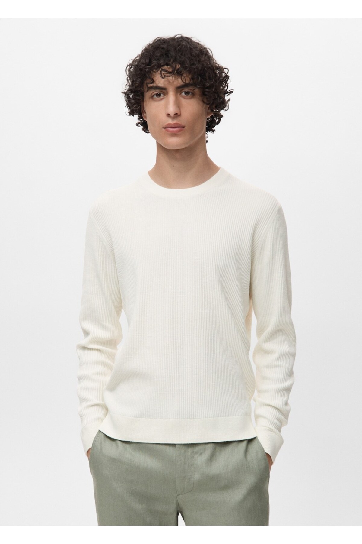 مانگو ژاکت نخی بافتنی دنده ریز