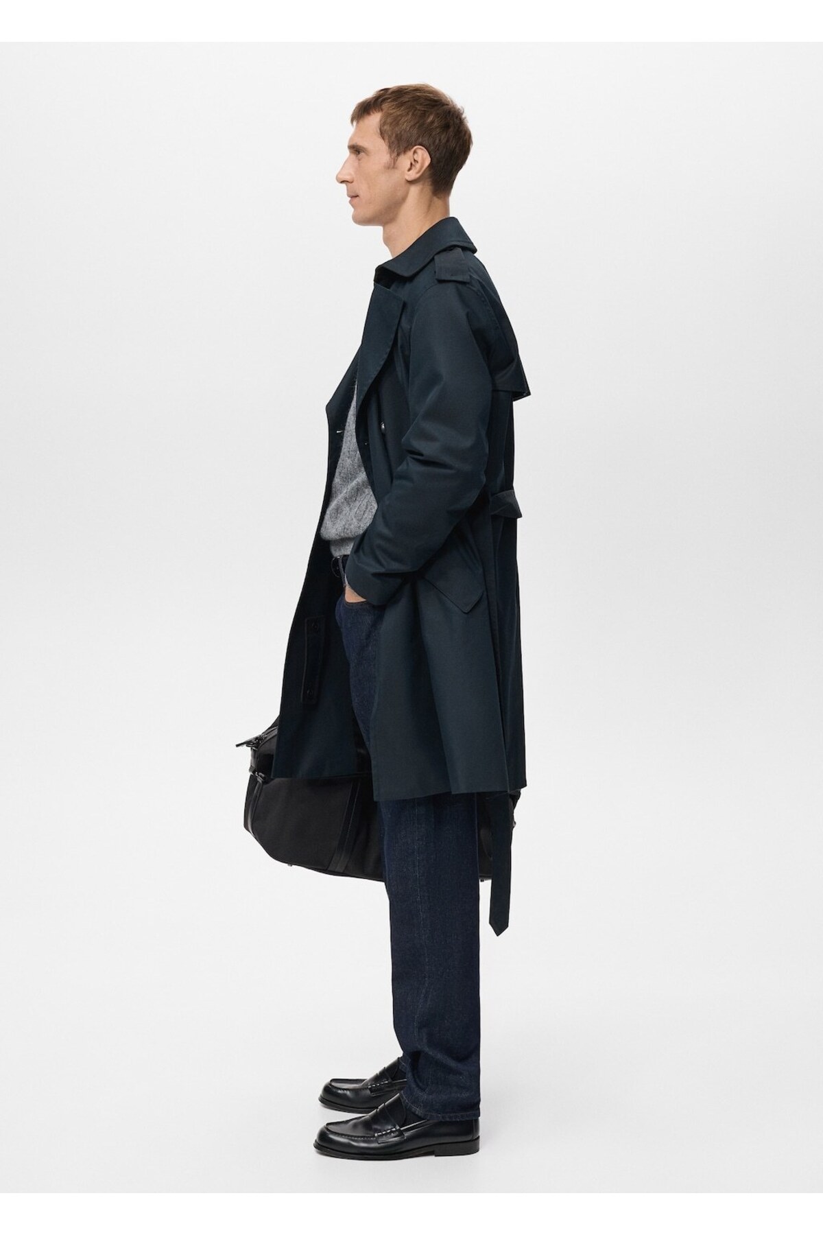 MANGO Man  Kemerli su itici trençkot - Görsel 8