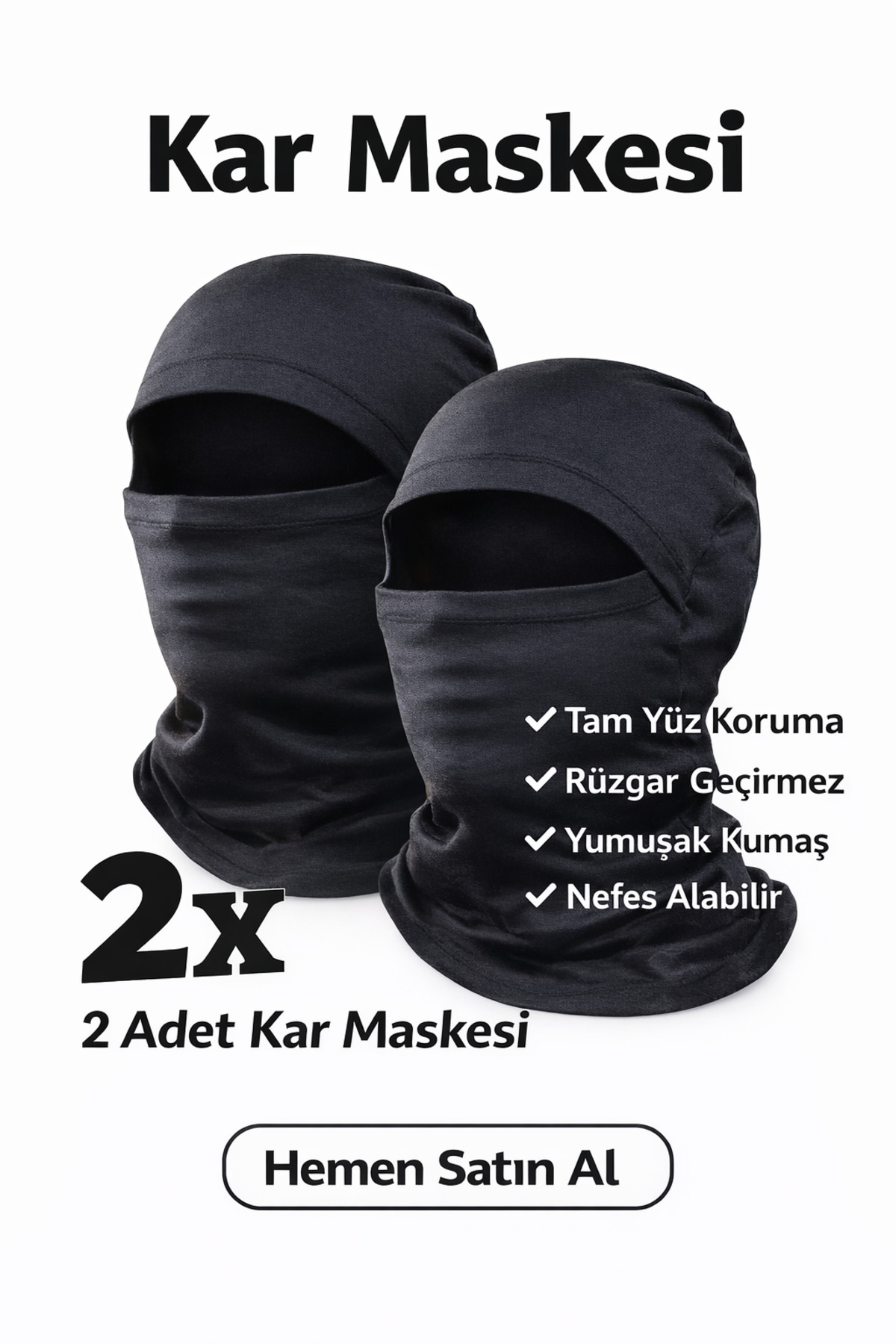 2 Pcs Snow Mask Windproof Thermal Fabric Suitable for All Sizes Standard