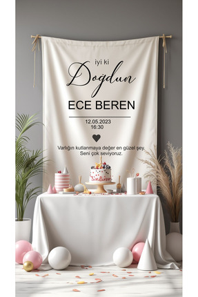 Puppetzzz Kişiye Özel Büyük Ebat Birinci Kalite Kumaş İyi ki Doğdun Doğum Gün...