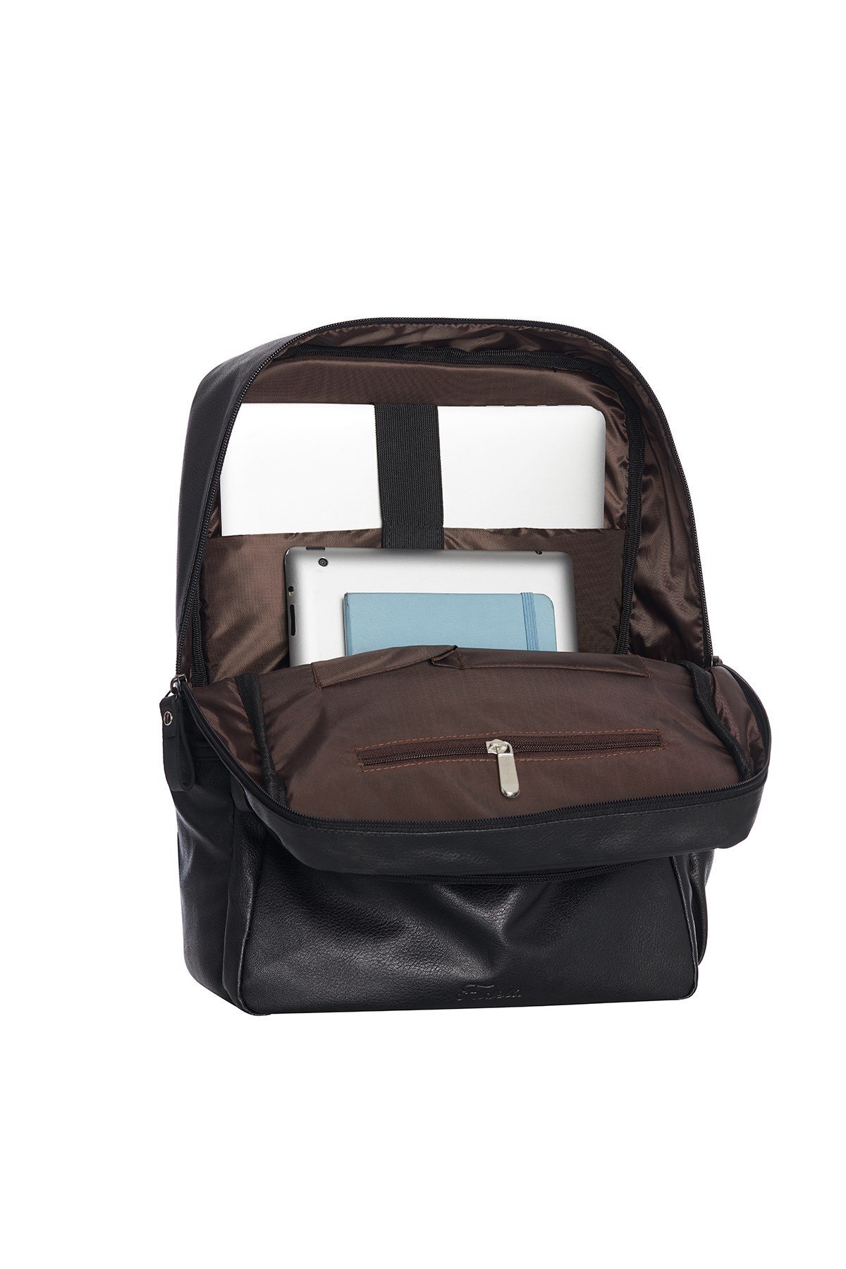 Fudela Monako Siyah Unisex 15.6 İnç Laptop Bölmeli Su Geçirmez Günlük Suni Deri Sırt Çantası görsel 7