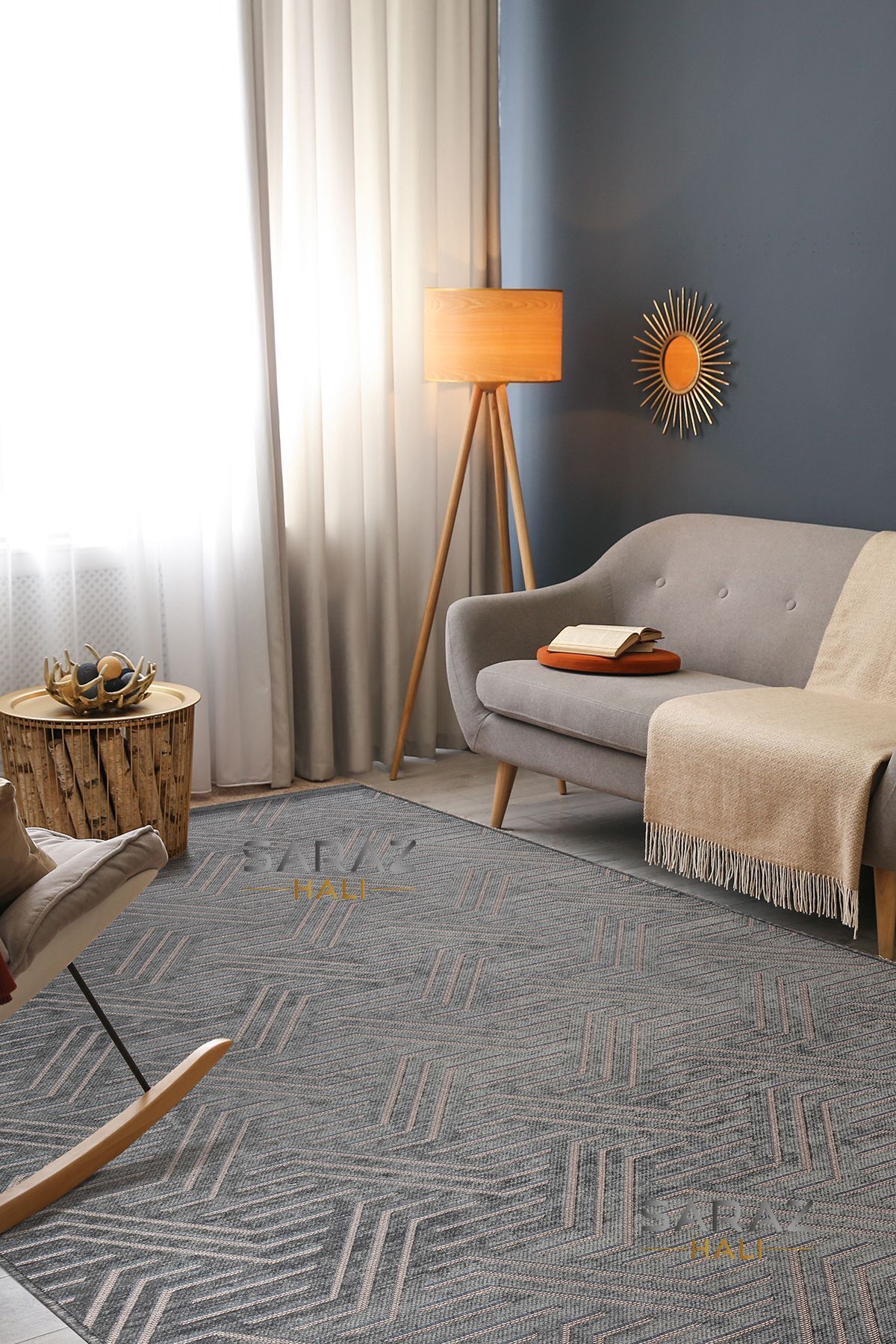 Island Rug Modern Living Room Kitchen Corridor Cutting Runner Weaving Machine Carpet Zigzag Anthracite