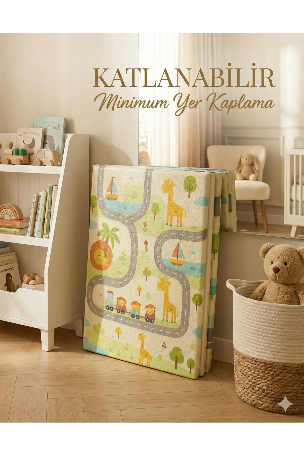 Urrenn YENİ Çocuk Halısı - Katlanabilir Desenli Bebek Çocuk Oyun Matı 130x200 cm fotoğrafı 6 (önizleme)
