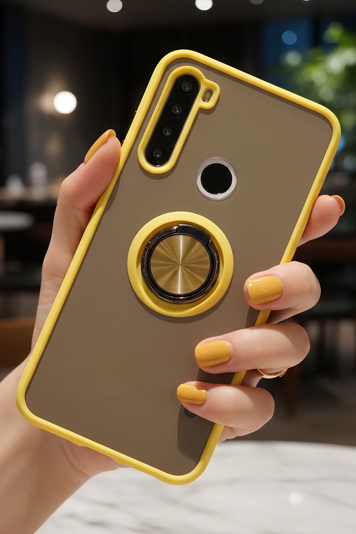 Xiaomi Redmi Note 8 İçin Kamera Korumalı Yüzüklü Kılıf - Leke Tutmaz Mat ve Dayanıklı Yapı