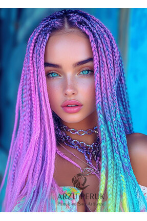 arzuperuk peruk ve saç atölyesi Afrika Örgüsü Ek Saç – Sentetik Ombre Saç 100...