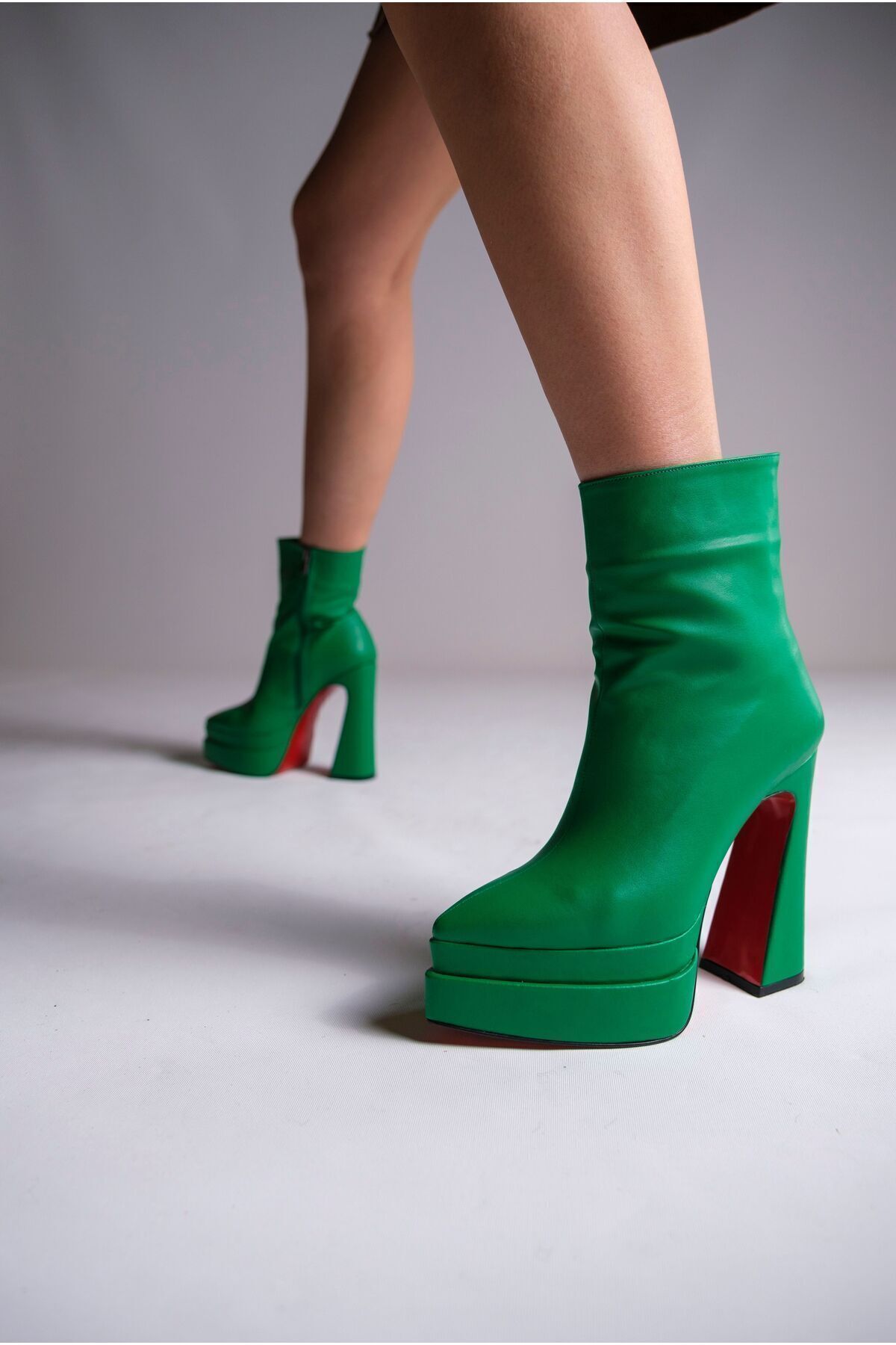 Green Skin Double Platform Custom Design Women's Boots Mojo