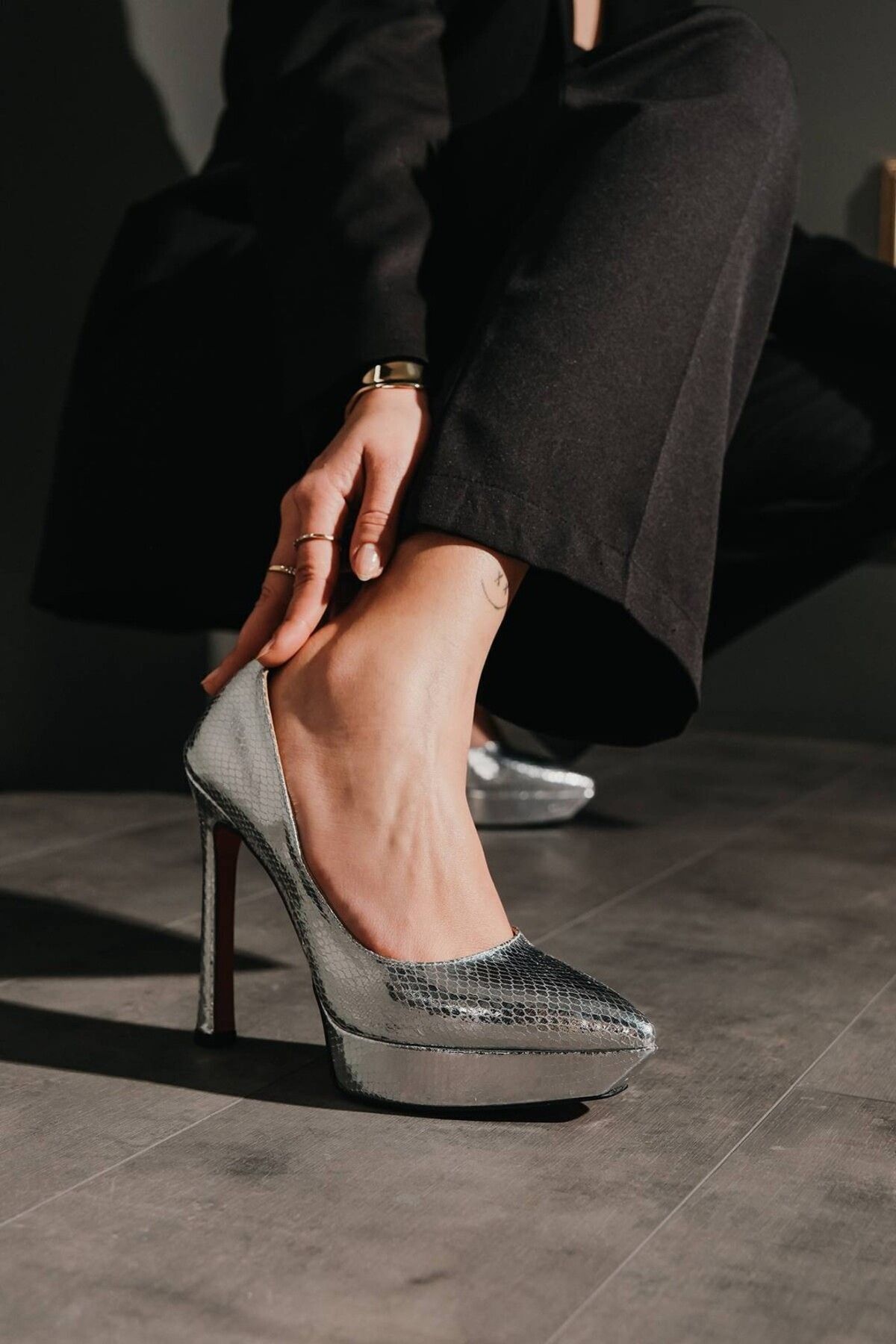 Silver Snake Custom Design Platform Women's Shoes Siena