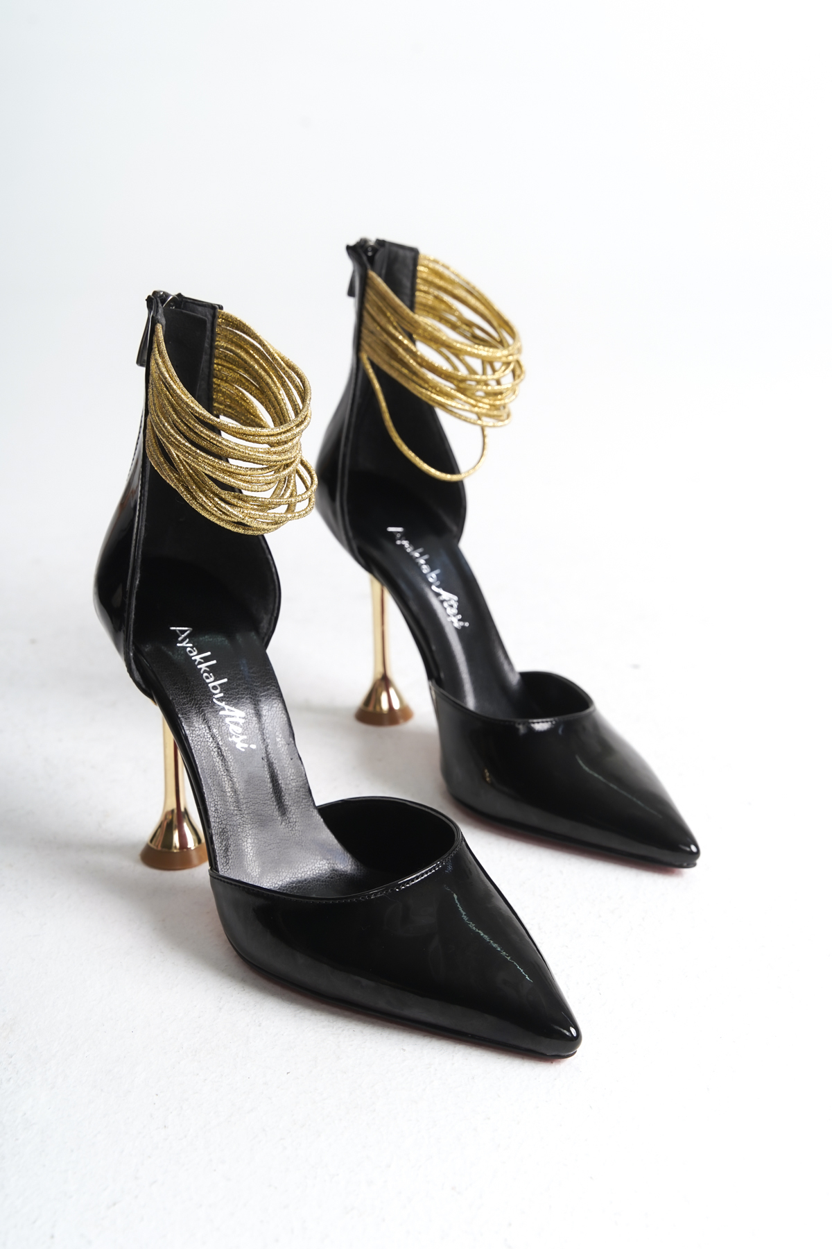 Women's Gold Heeled Shoes Nicera Black Spring